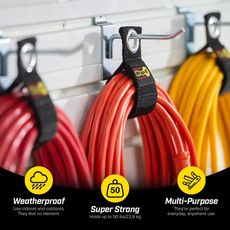 Wrap-It Storage Heavy-Duty Wrap-It Storage Straps, 10-inch (6 Pack) - Hook and Loop Extension Cord Organizer Hanger, Cord Keeper, Cable Straps for Cords, Hoses, and Garage Storage - Image 2
